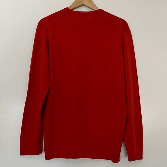 Gran Sasso Mark Shale Wool Sweater Men's Large Red Orange V Neck Made in Italy - Picture 4 of 7